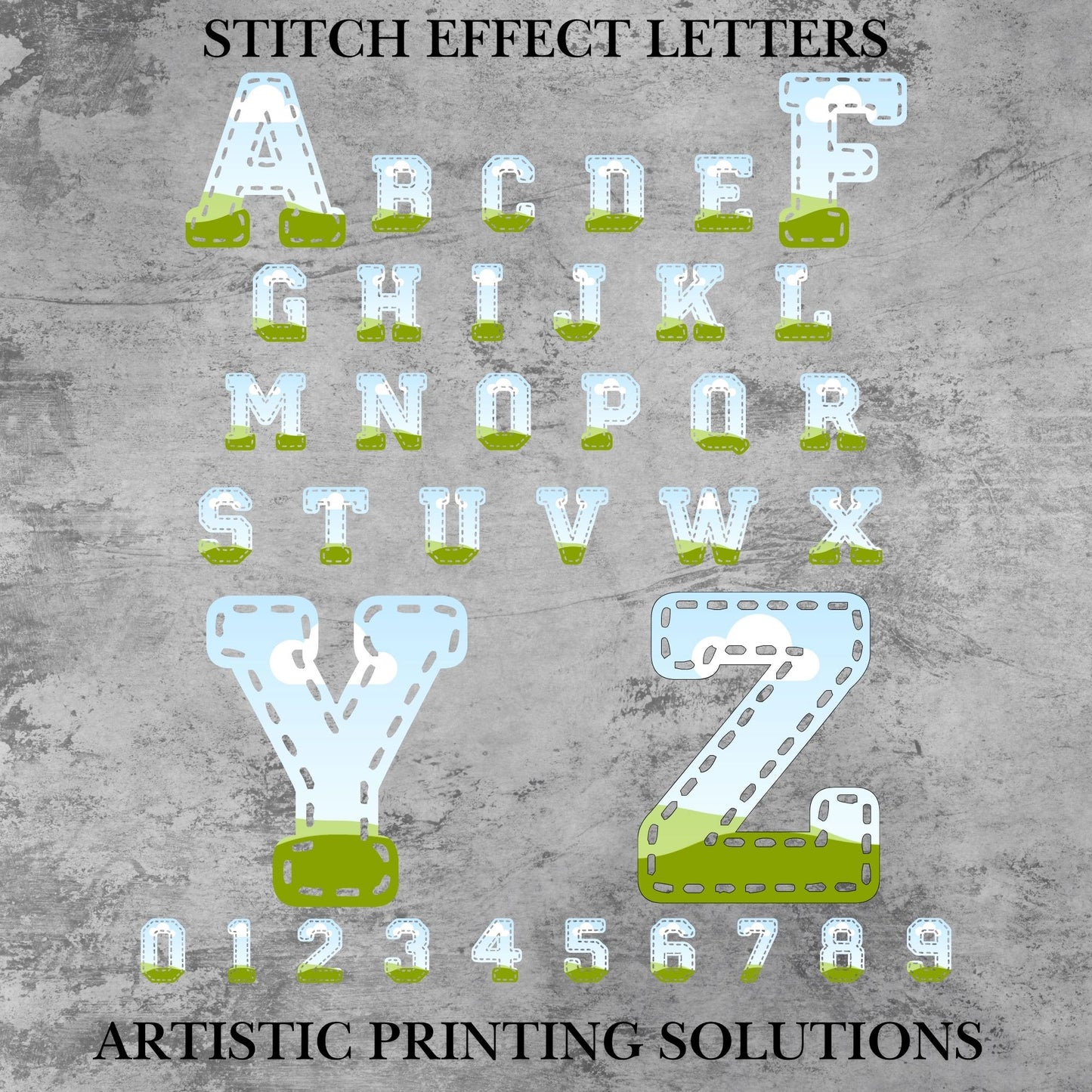 Stitch Effect Letters & Numbers  - Canva Frame