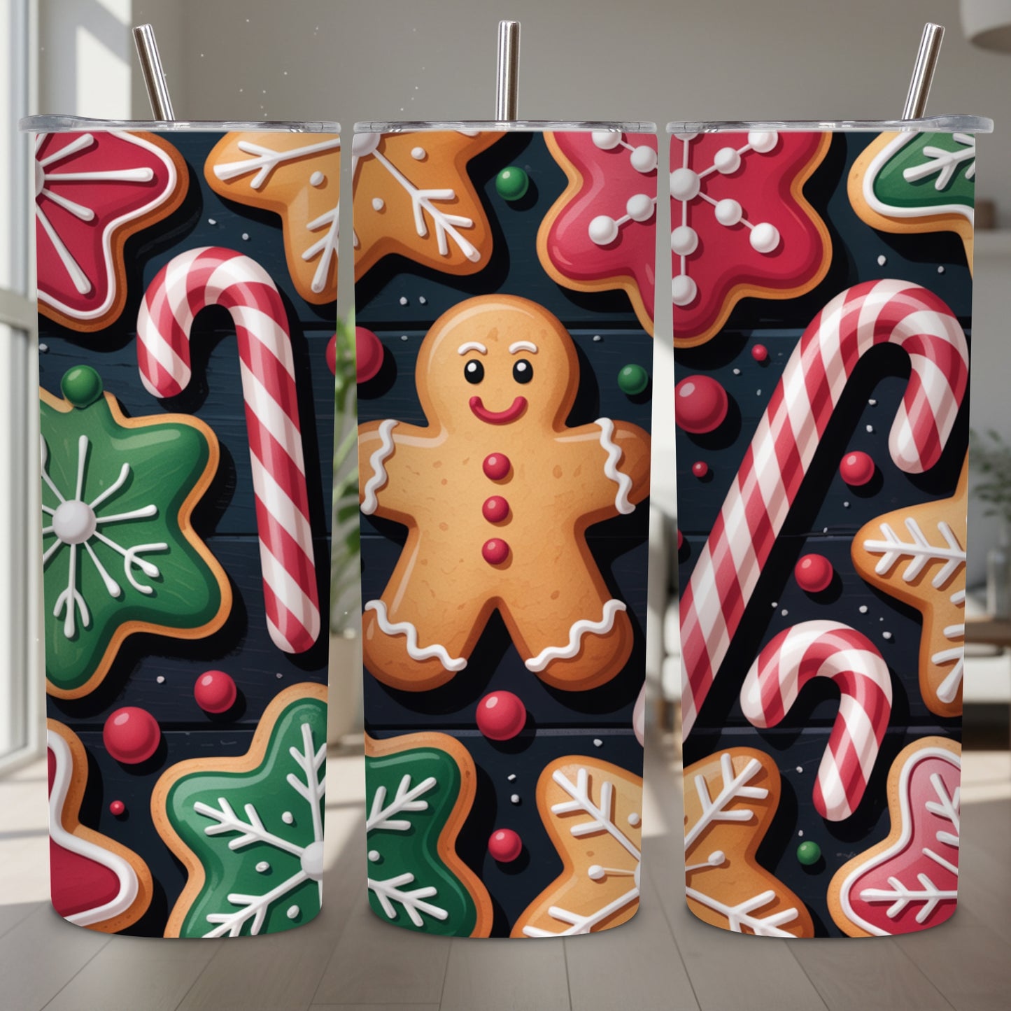 Gingerbread Christmas Cookies Tumbler PNG