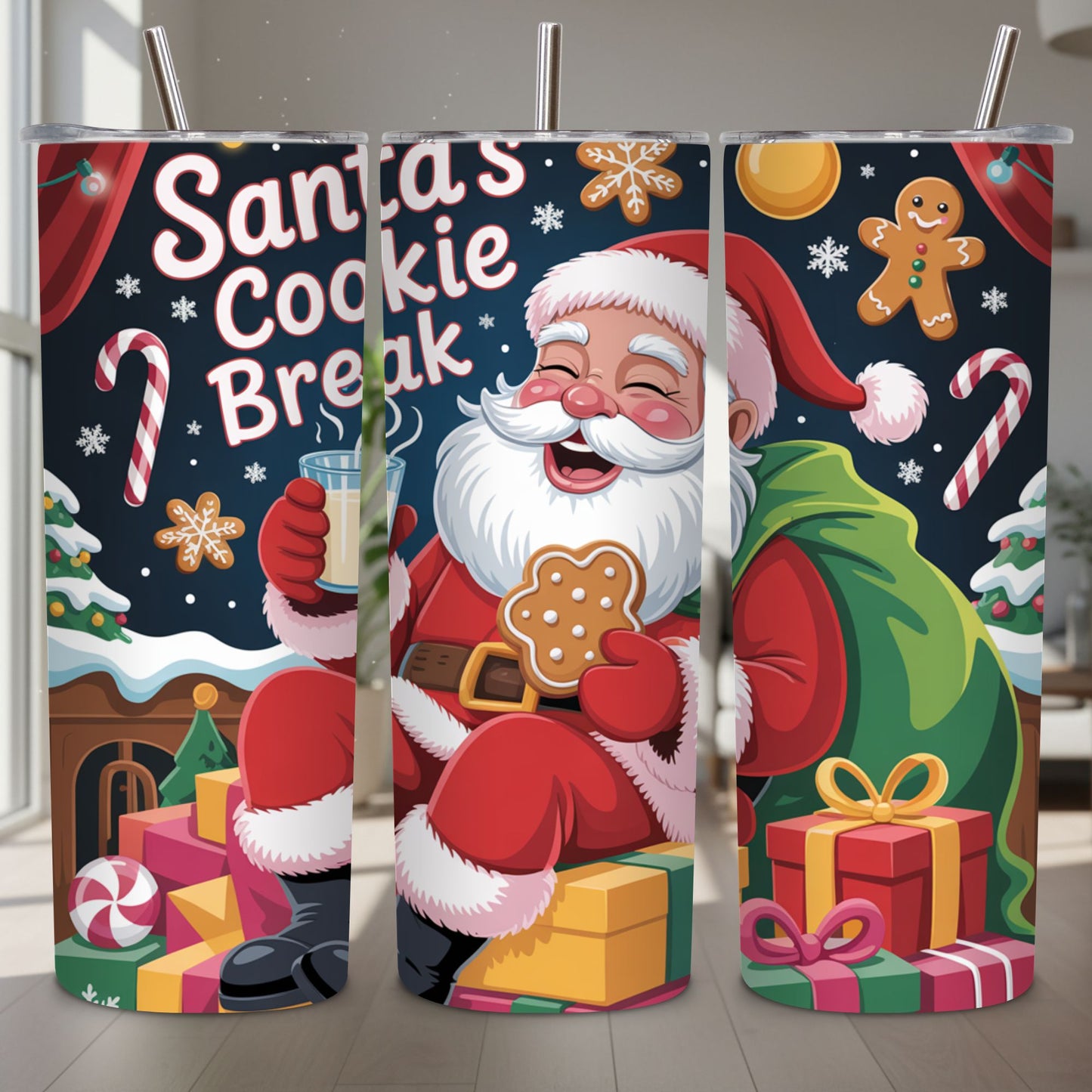 Santa Claus Cookie Break Tumbler PNG