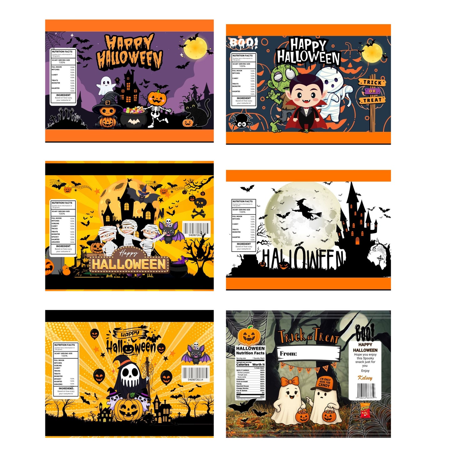 Halloween Chip Bags - Editable Canva Bundle