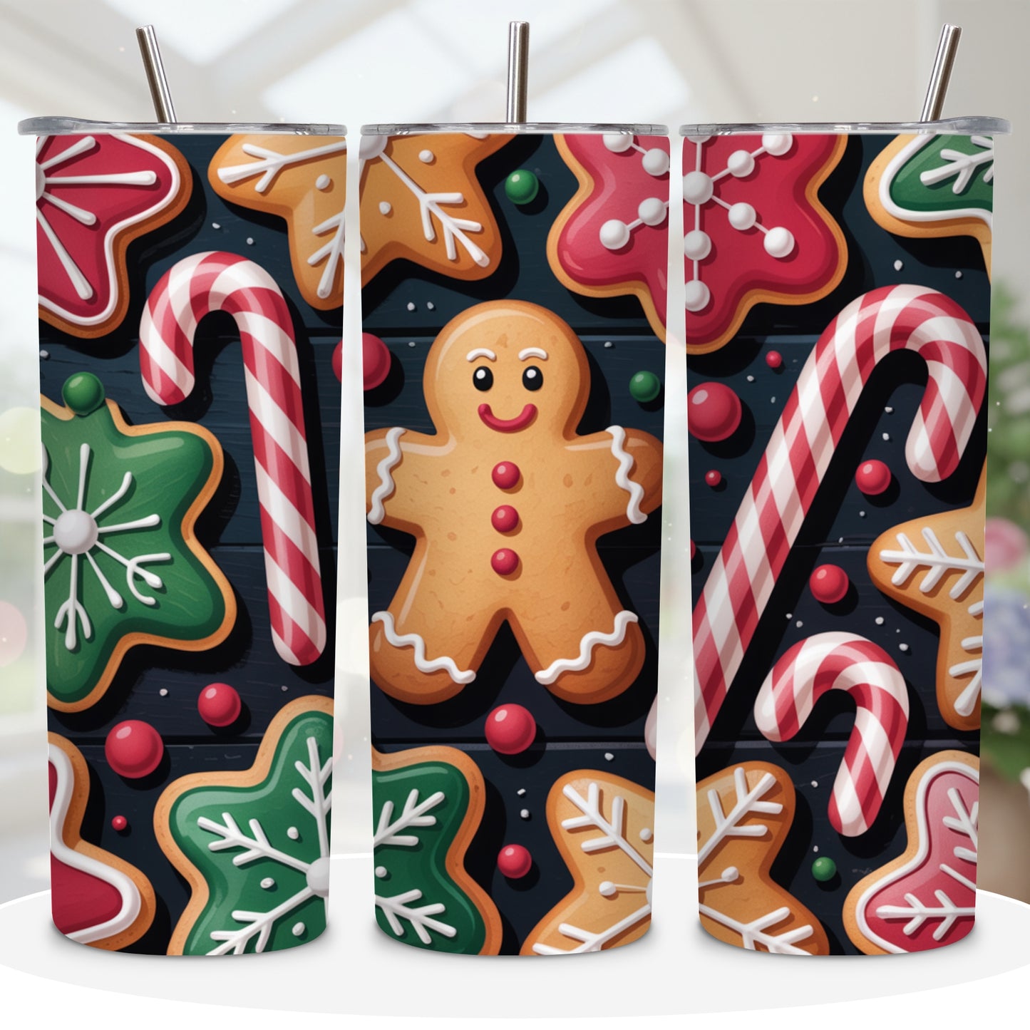 Gingerbread Christmas Cookies Tumbler PNG