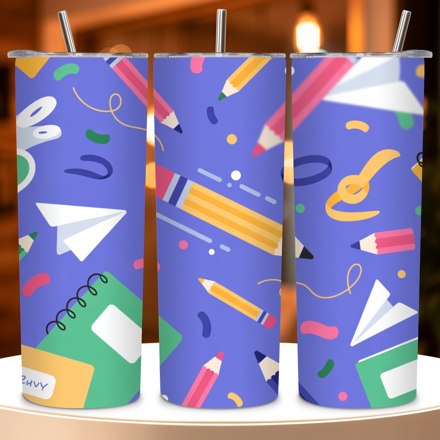 School Supplies Tumbler Wrap PNG