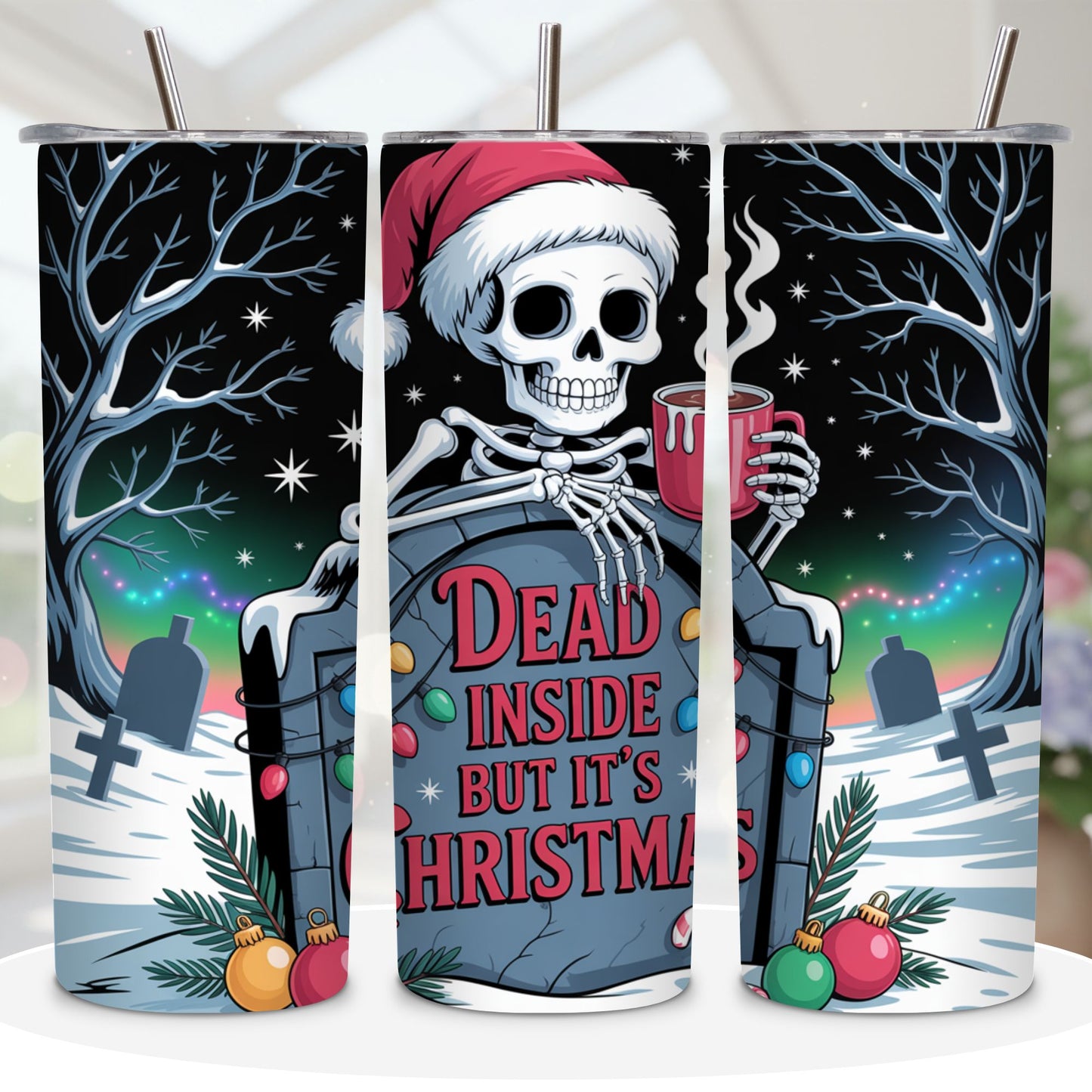 Dead Inside But It’s Christmas Tumbler PNG