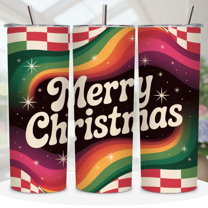 Retro Merry Christmas Tumbler PNG