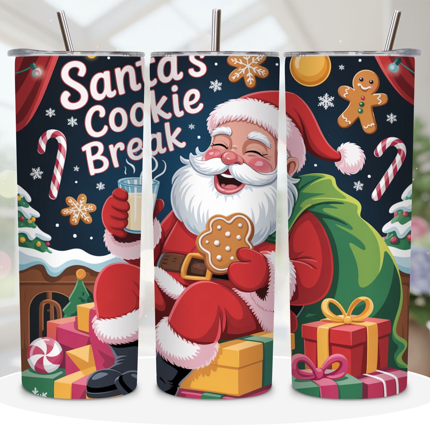 Santa Claus Cookie Break Tumbler PNG