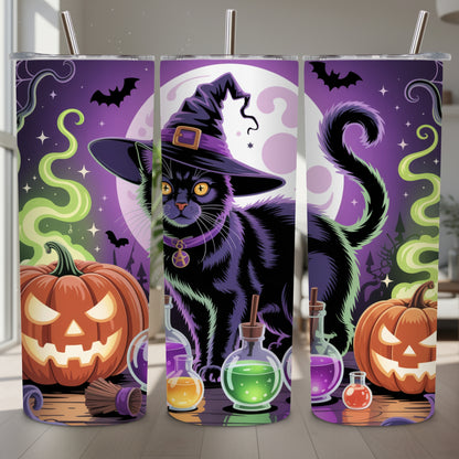 Wicked Cat Halloween Tumbler PNG