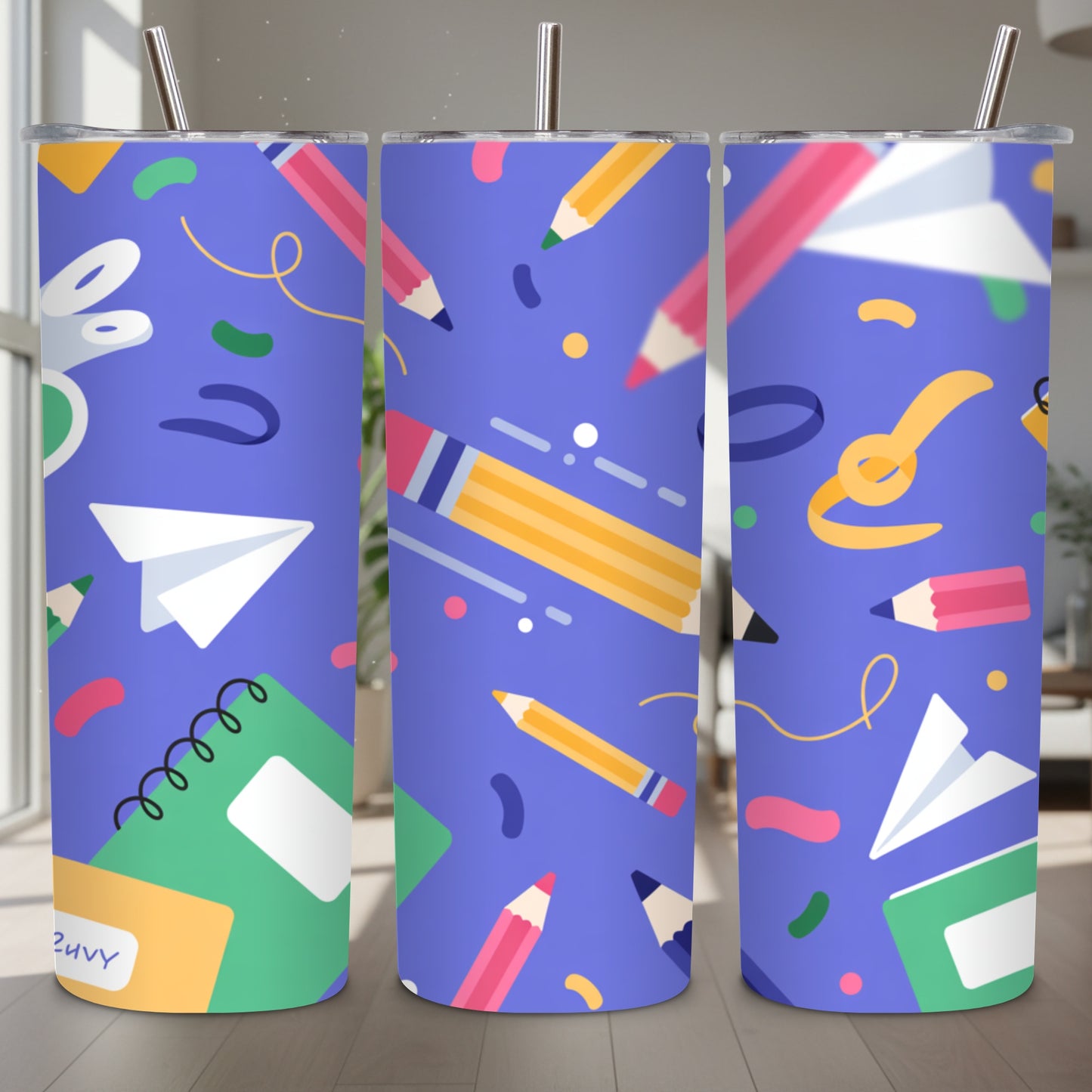 School Supplies Tumbler Wrap PNG