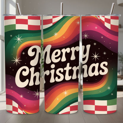 Retro Merry Christmas Tumbler PNG