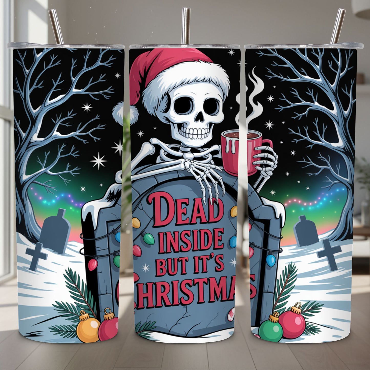 Dead Inside But It’s Christmas Tumbler PNG