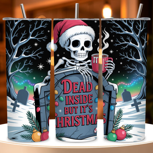 Dead Inside But It’s Christmas Tumbler PNG