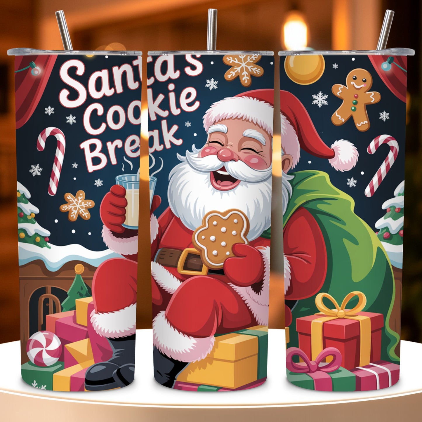 Santa Claus Cookie Break Tumbler PNG