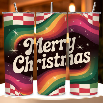 Retro Merry Christmas Tumbler PNG