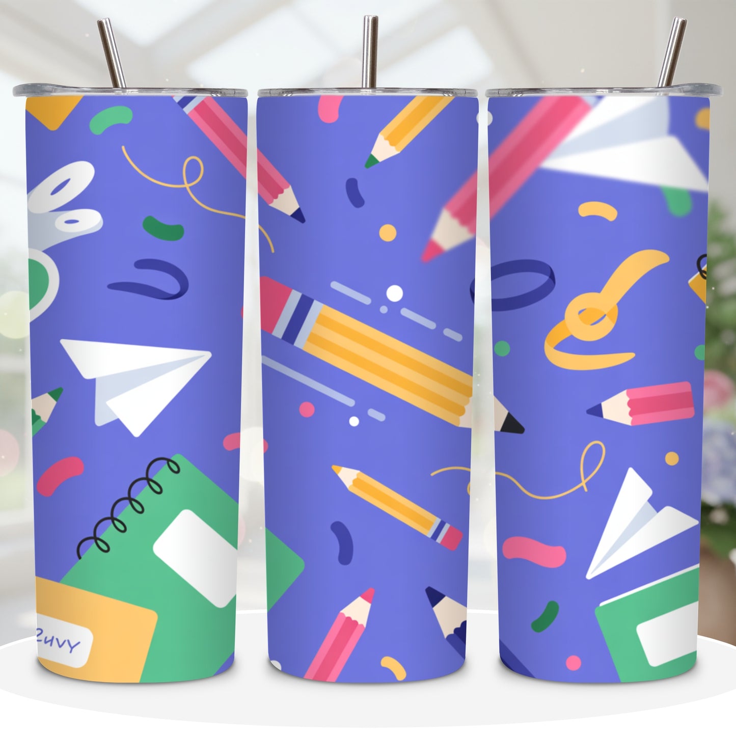 School Supplies Tumbler Wrap PNG