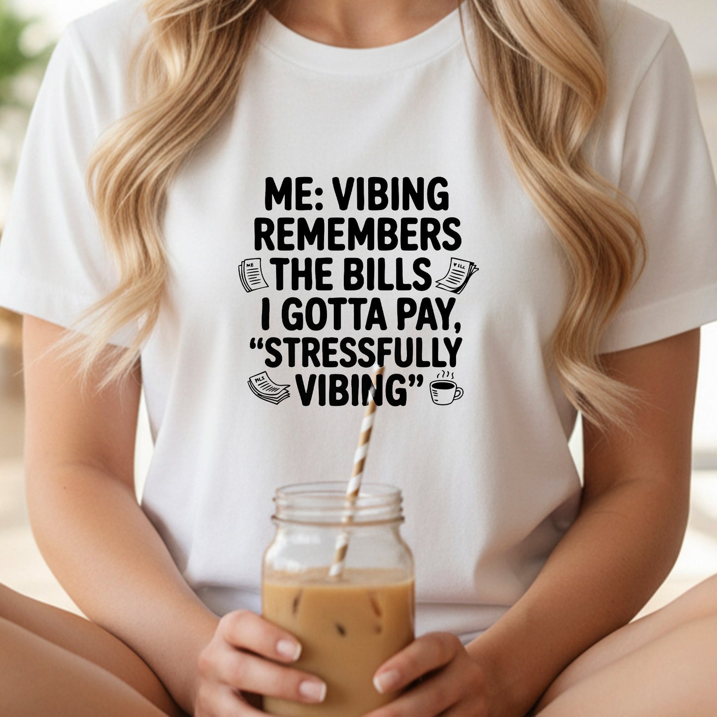 Stressfully Vibing" Funny Sweatshirt Design | PNG